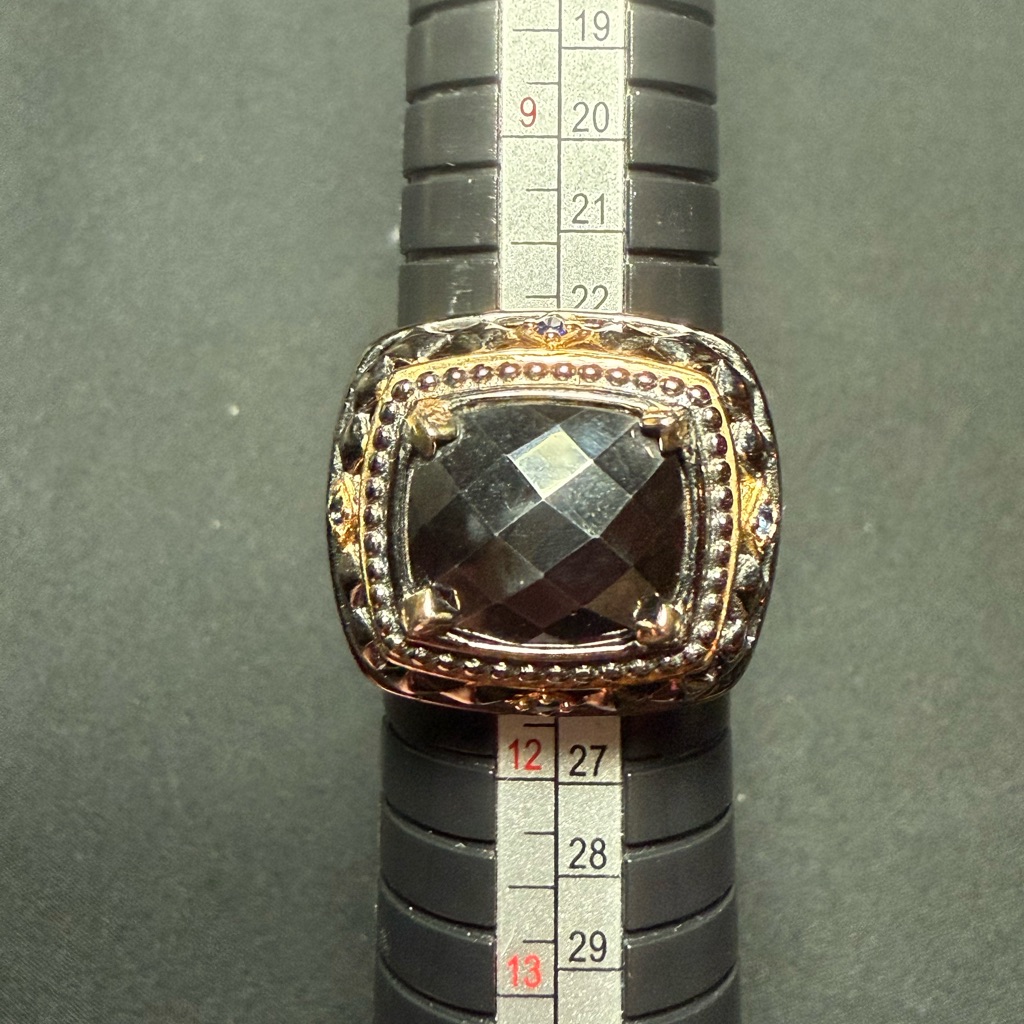 Price Firm Nwot Gems En Vogue Ring Hematite Blue Topaz 925 Sterling Gold Vermeil